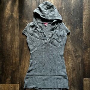 Y2K Cable Knit Hoodie Tunic